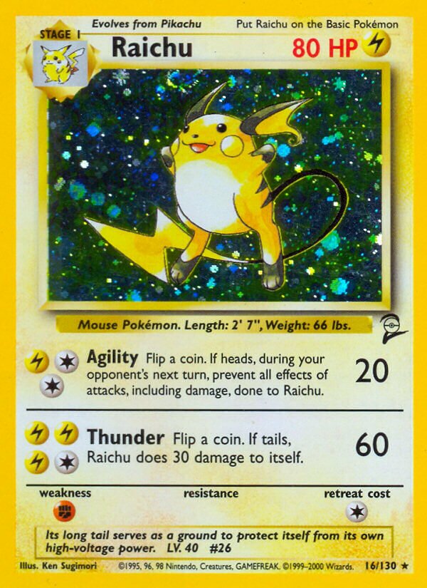 Raichu 016/130 — Base Set 2 (English Pokémon TCG card)