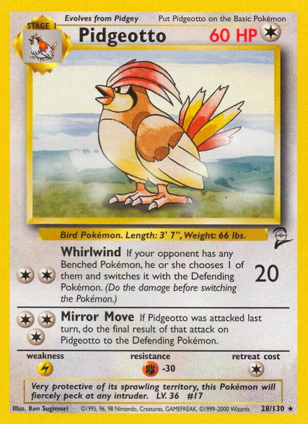 Pidgeotto 028/130 — Base Set 2 (English Pokémon TCG card)