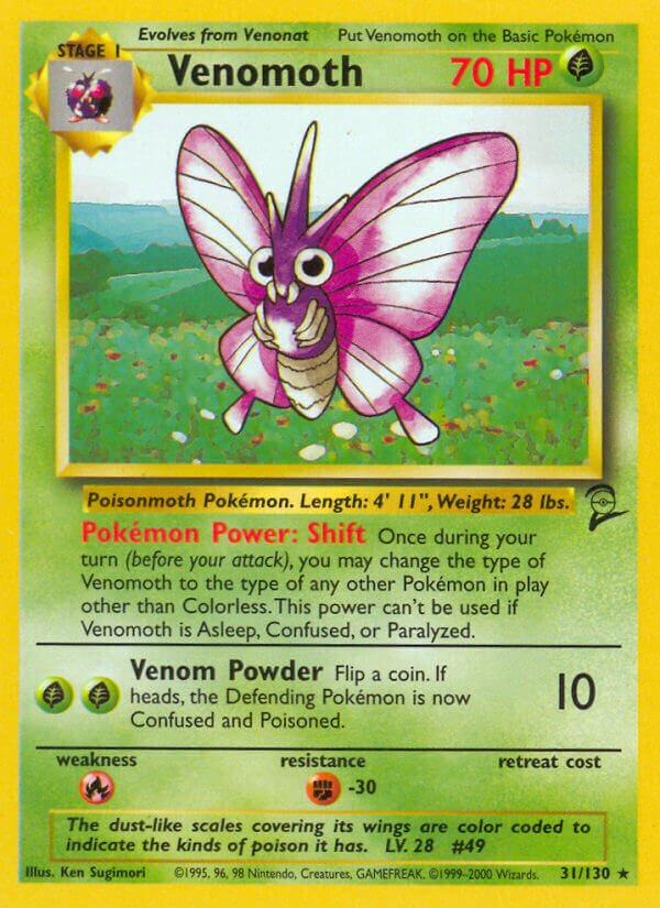 Venomoth 031/130 — Base Set 2 (English Pokémon TCG card)