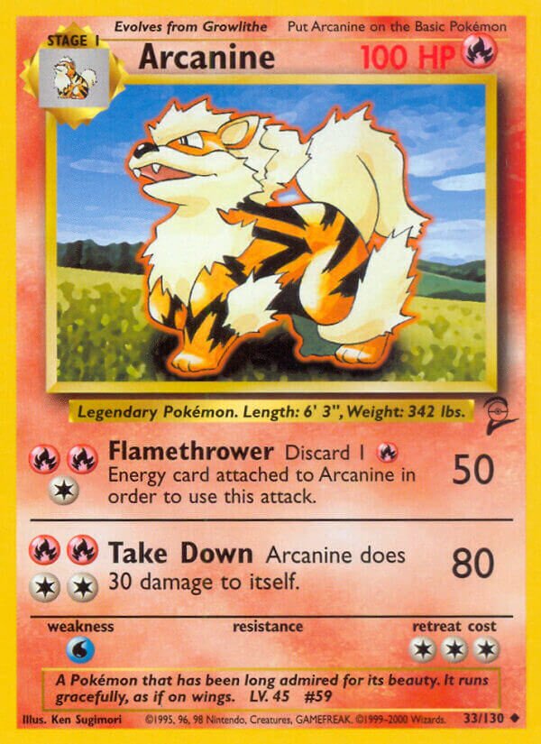 Arcanine 033/130 — Base Set 2 (English Pokémon TCG card)