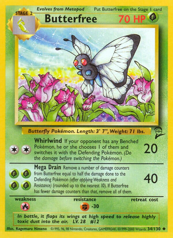 Butterfree 034/130 — Base Set 2 (English Pokémon TCG card)