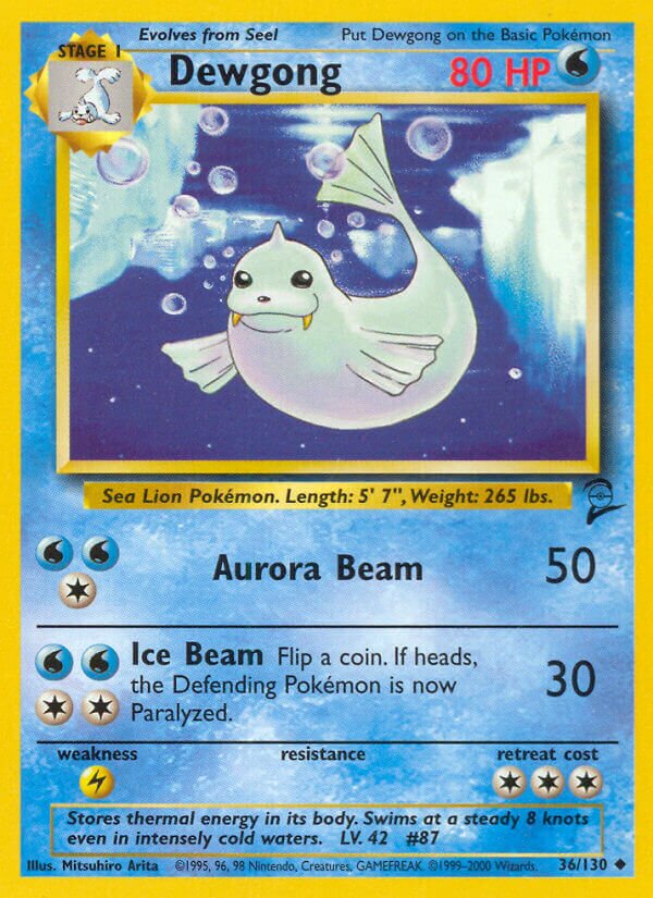 Dewgong 036/130 — Base Set 2 (English Pokémon TCG card)