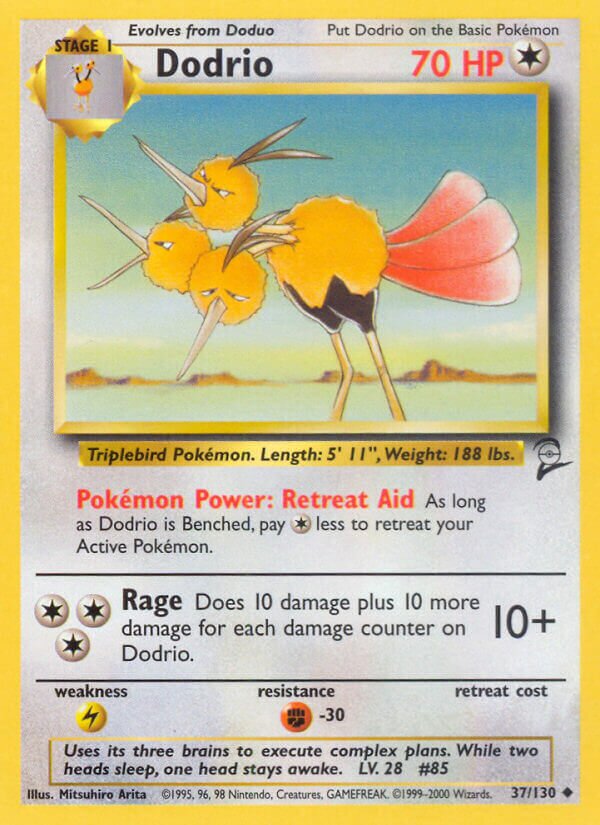 Dodrio 037/130 — Base Set 2 (English Pokémon TCG card)