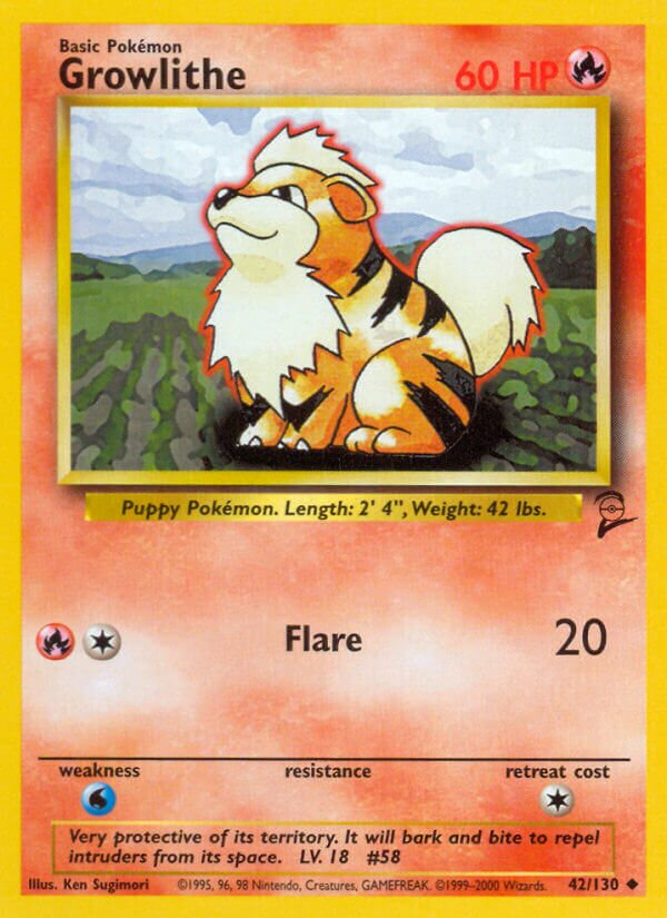 Growlithe 042/130 — Base Set 2 (English Pokémon TCG card)