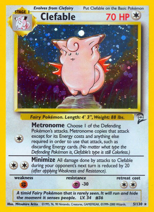 Clefable 005/130 — Base Set 2 (English Pokémon TCG card)