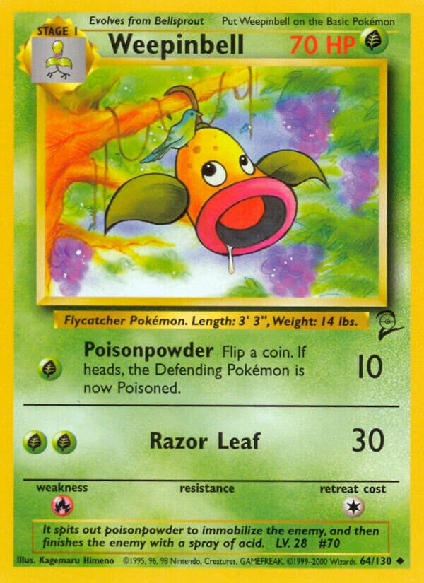 Weepinbell 064/130 — Base Set 2 (English Pokémon TCG card)