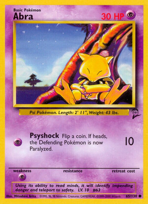 Abra 065/130 — Base Set 2 (English Pokémon TCG card)