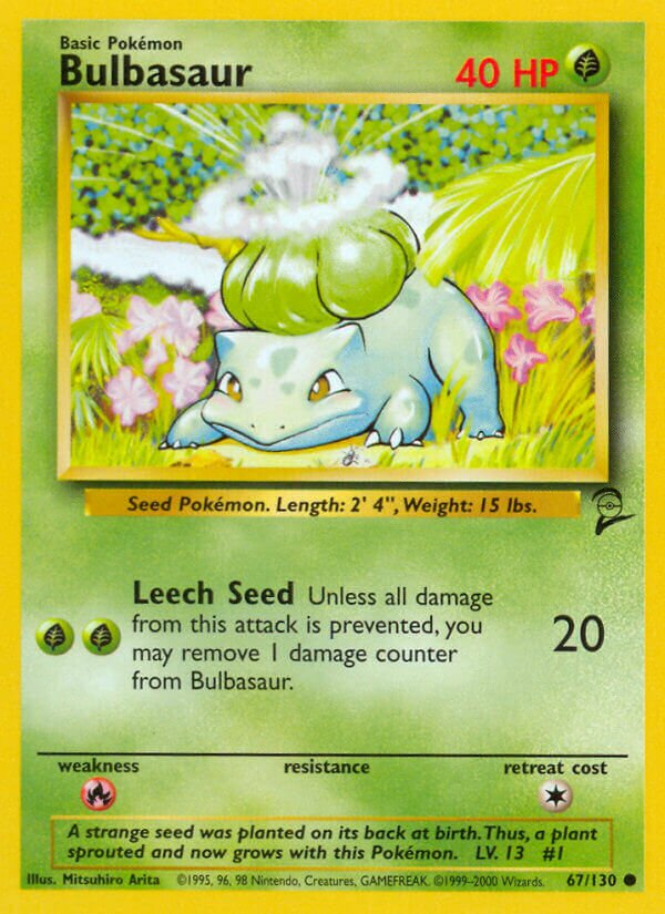 Bulbasaur 067/130 — Base Set 2 (English Pokémon TCG card)