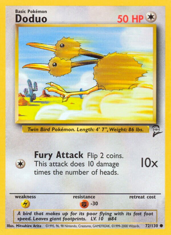 Doduo 072/130 — Base Set 2 (English Pokémon TCG card)