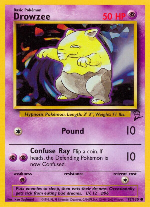 Drowzee 073/130 — Base Set 2 (English Pokémon TCG card)