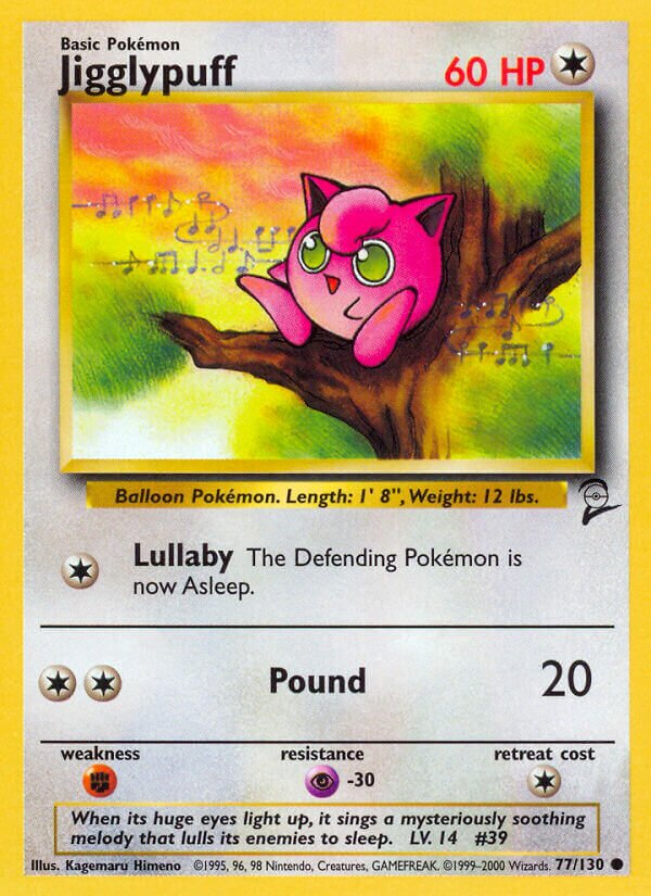 Jigglypuff 077/130 — Base Set 2 (English Pokémon TCG card)