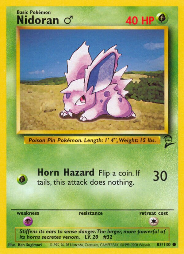 Nidoran ♂ 083/130 — Base Set 2 (English Pokémon TCG card)