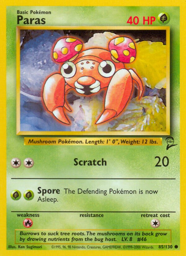 Paras 085/130 — Base Set 2 (English Pokémon TCG card)