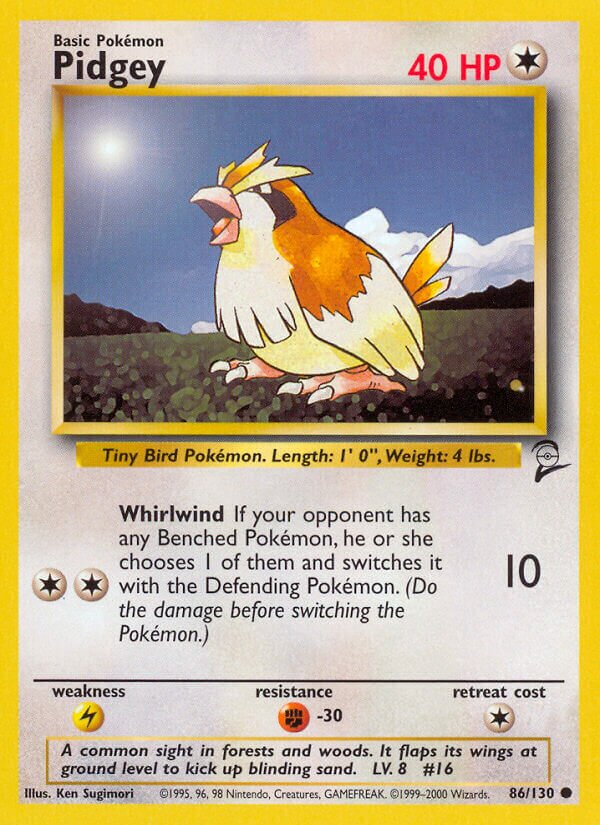 Pidgey 086/130 — Base Set 2 (English Pokémon TCG card)