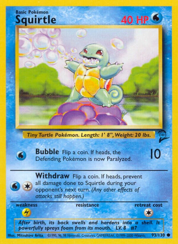 Squirtle 093/130 — Base Set 2 (English Pokémon TCG card)