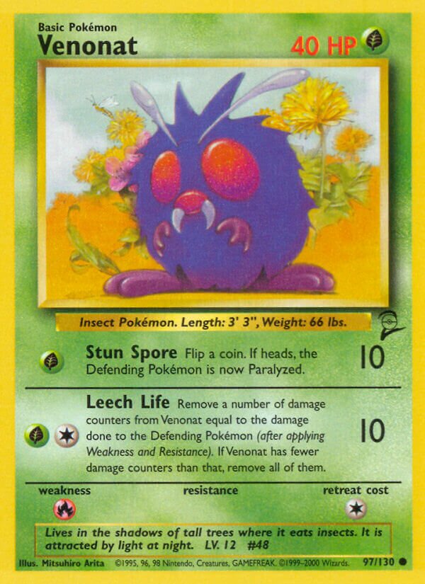 Venonat 097/130 — Base Set 2 (English Pokémon TCG card)