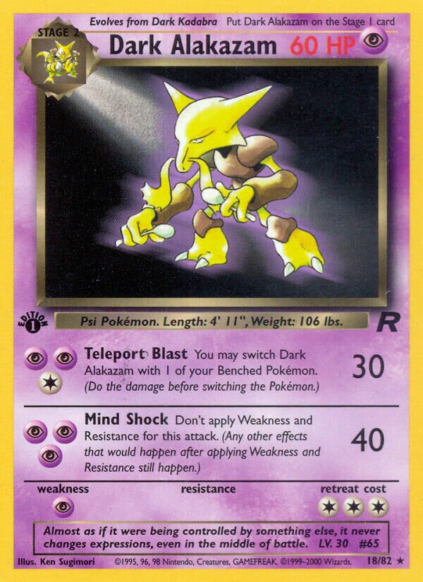 Dark Alakazam 018/82 — Team Rocket (English Pokémon TCG card)
