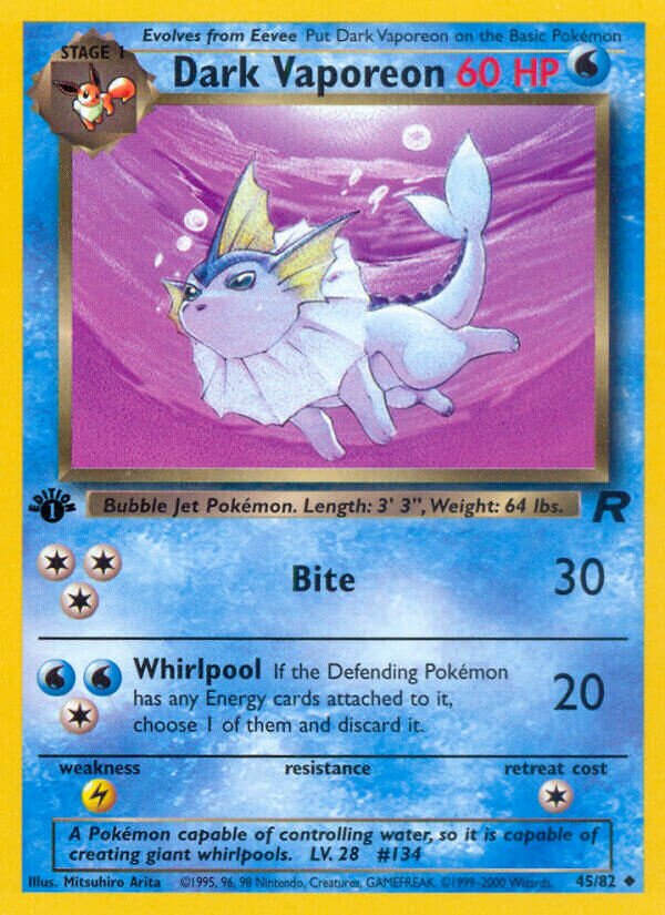 Dark Vaporeon 045/82 — Team Rocket (English Pokémon TCG card)