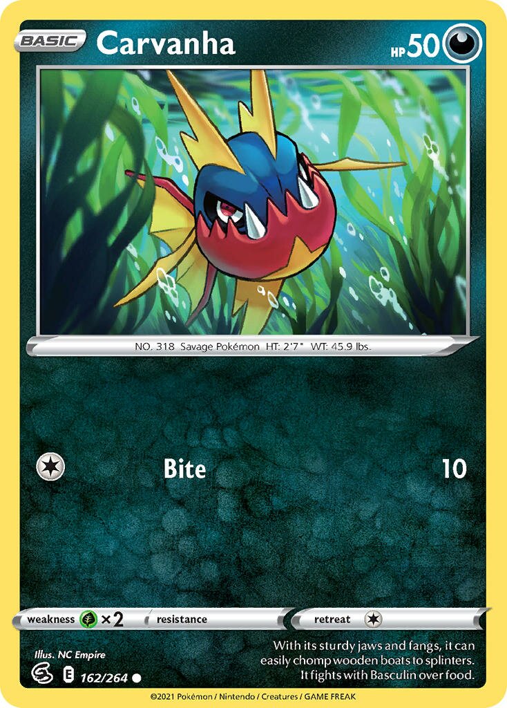 Carvanha 162 — Battle Academy 2022 (Eevee) (English Pokémon TCG card)