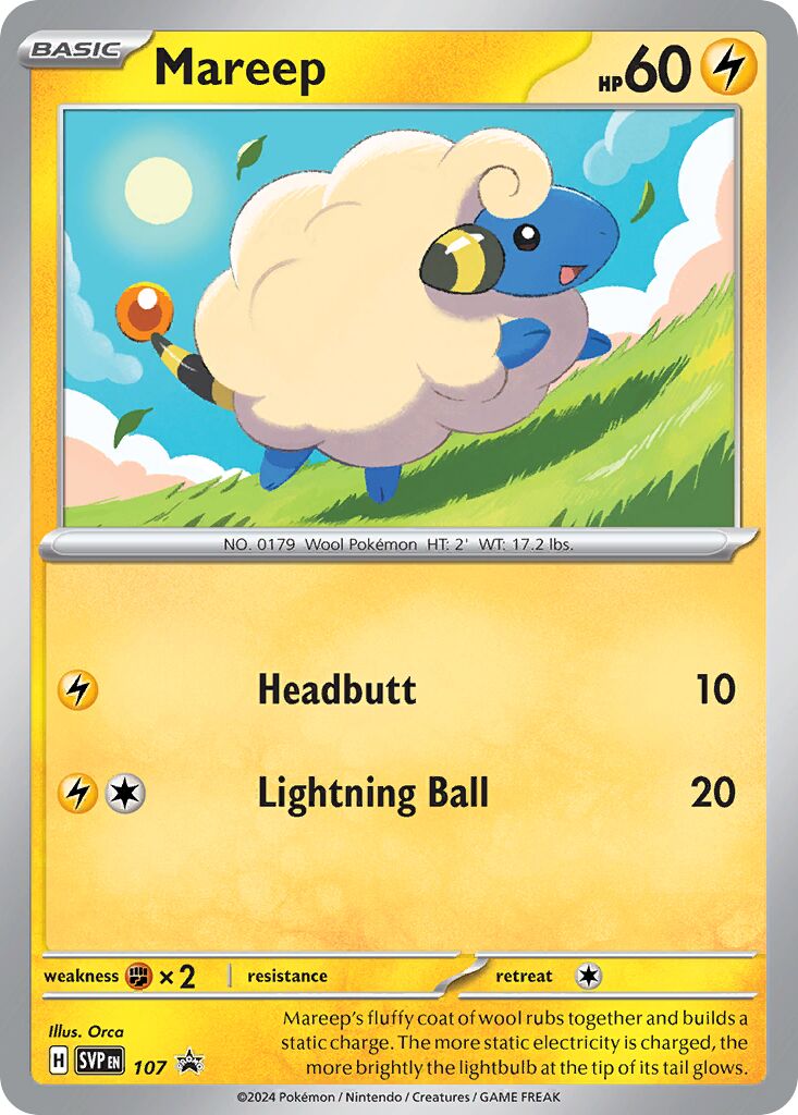 Mareep 107 — Battle Academy 2024 (Pikachu) (English Pokémon TCG card)