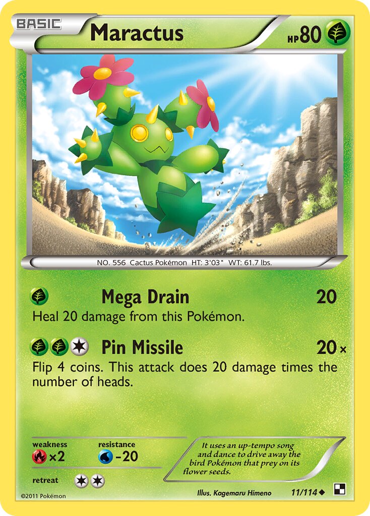 Maractus 011/114 — Black & White (English Pokémon TCG card)