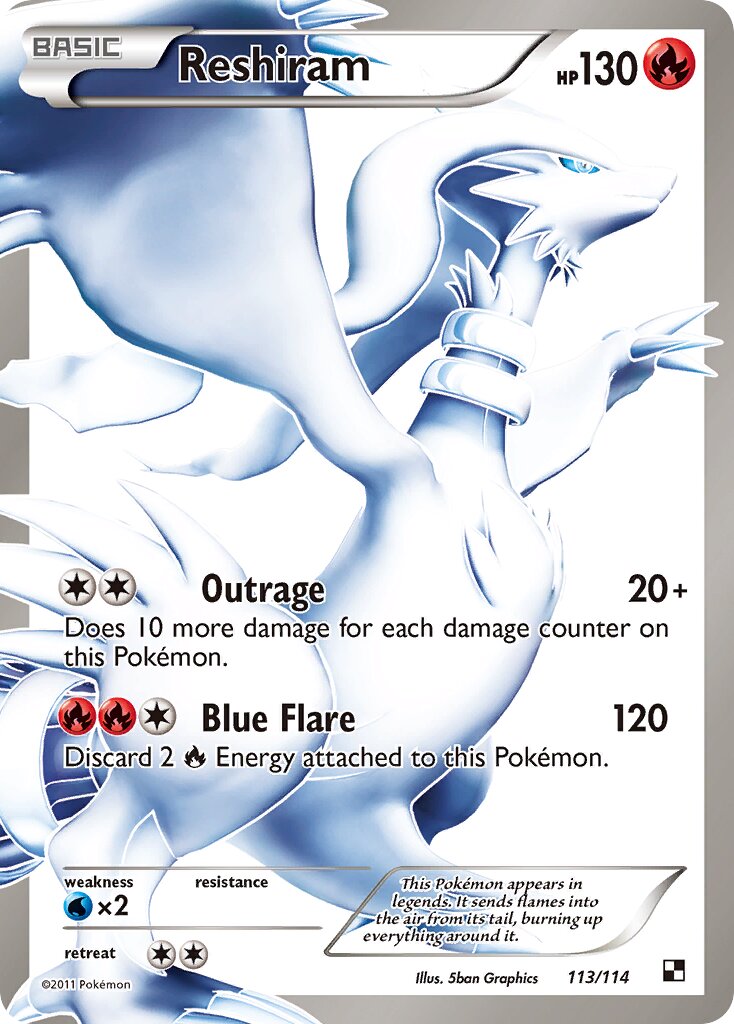 Reshiram 113/114 — Black & White (English Pokémon TCG card)