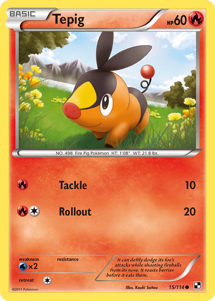 Tepig 015/114 — Black & White (English Pokémon TCG card)