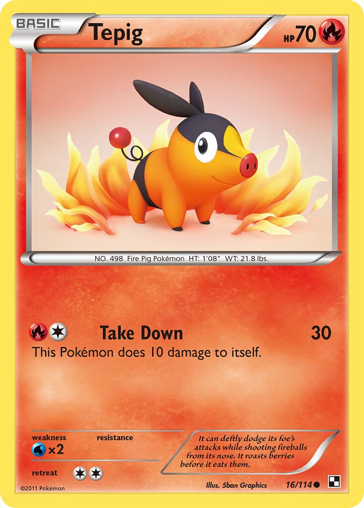 Tepig 016/114 — Black & White (English Pokémon TCG card)