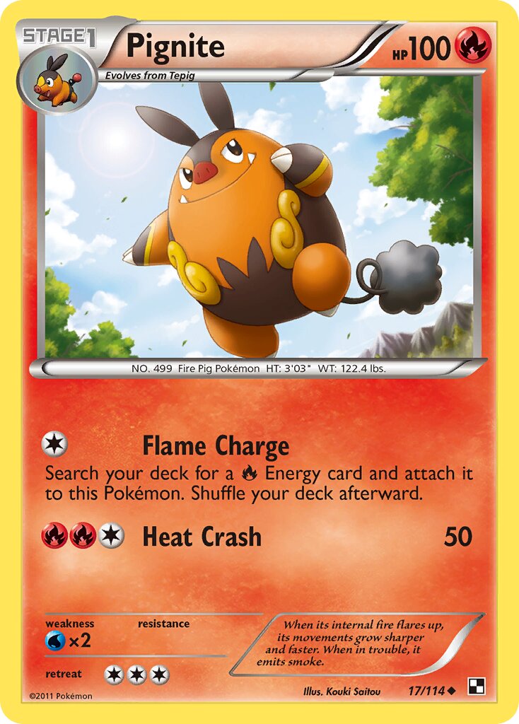 Pignite 017/114 — Black & White (English Pokémon TCG card)