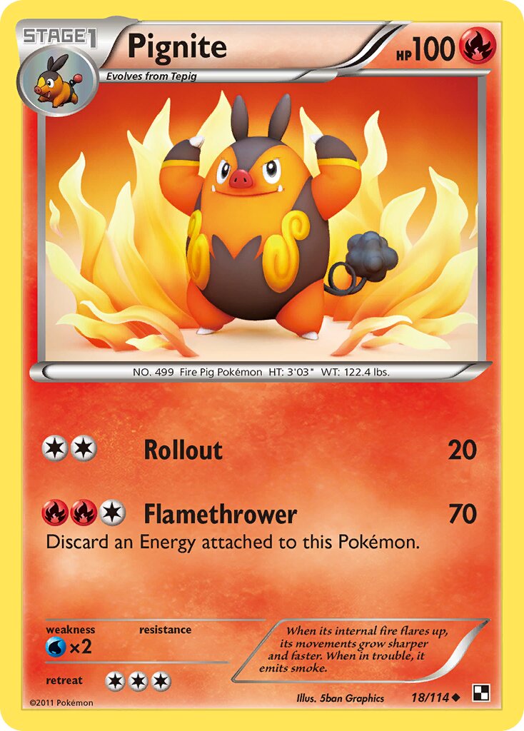 Pignite 018/114 — Black & White (English Pokémon TCG card)
