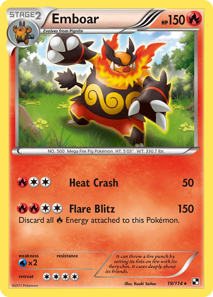 Emboar 019/114 — Black & White (English Pokémon TCG card)