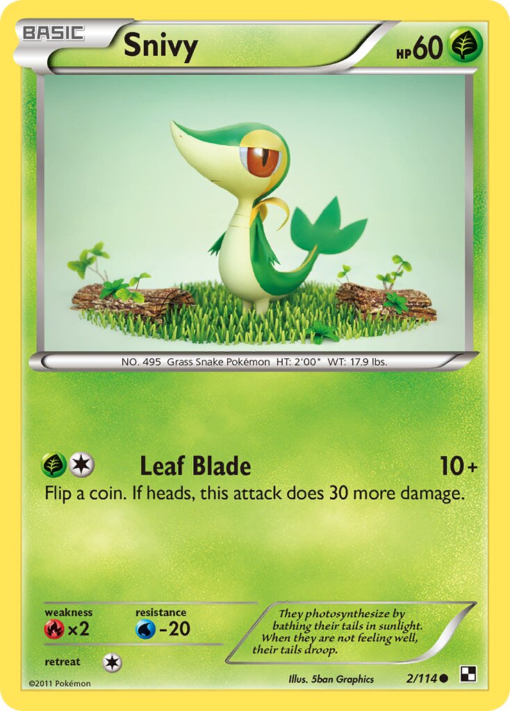 Snivy 002/114 — Black & White (English Pokémon TCG card)
