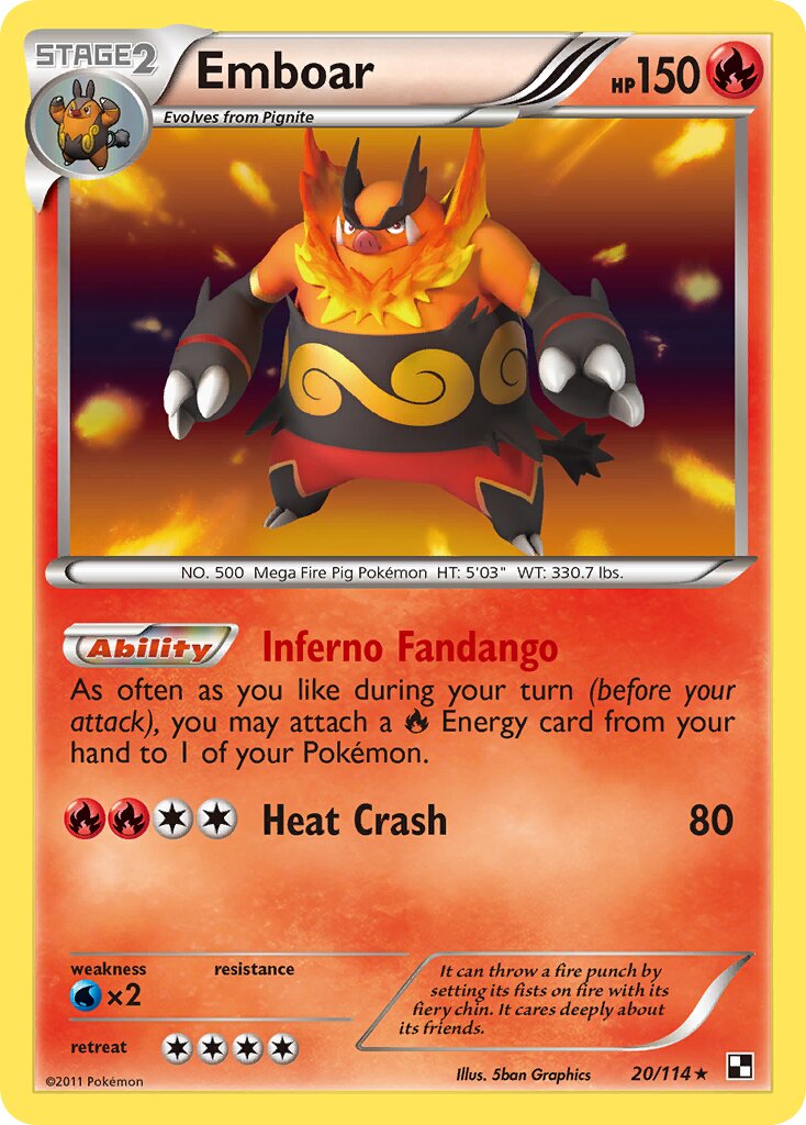 Emboar 020/114 — Black & White (English Pokémon TCG card)