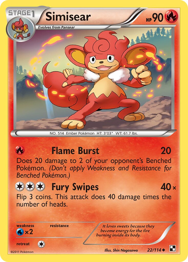 Simisear 022/114 — Black & White (English Pokémon TCG card)
