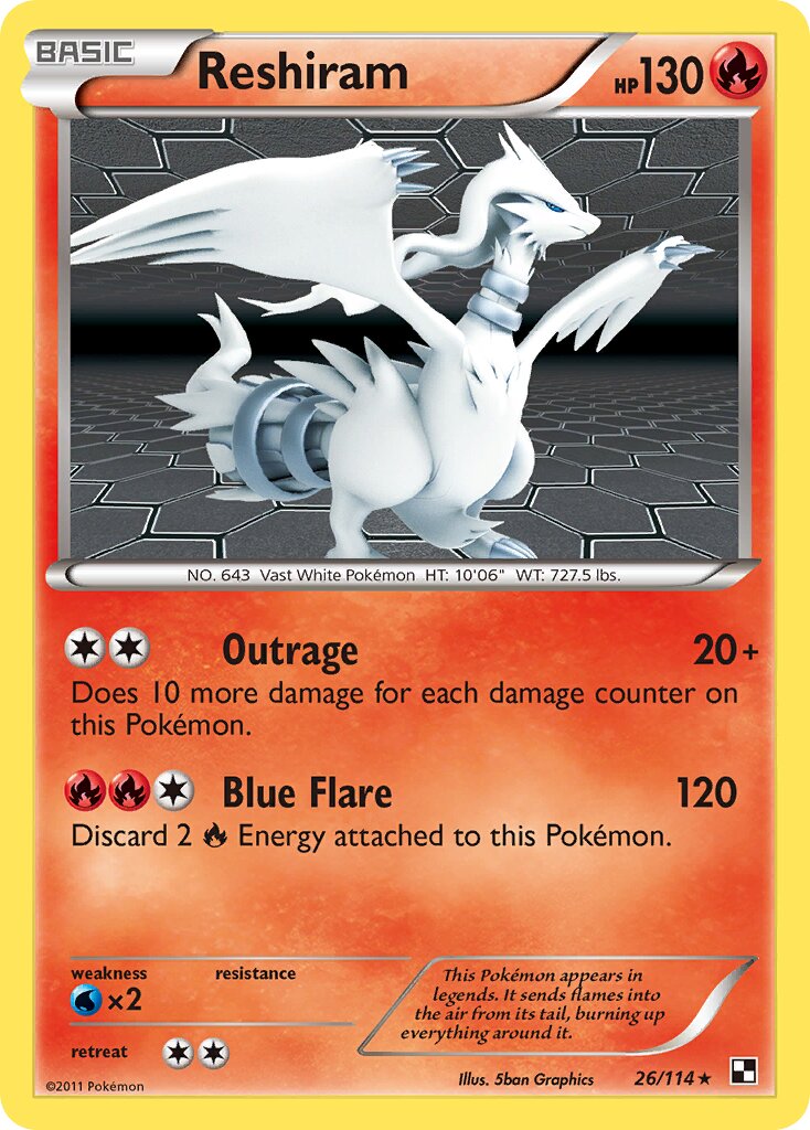 Reshiram 026/114 — Black & White (English Pokémon TCG card)