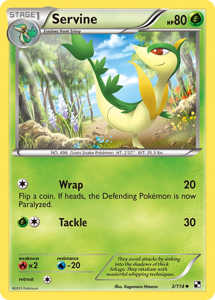 Servine 003/114 — Black & White (English Pokémon TCG card)
