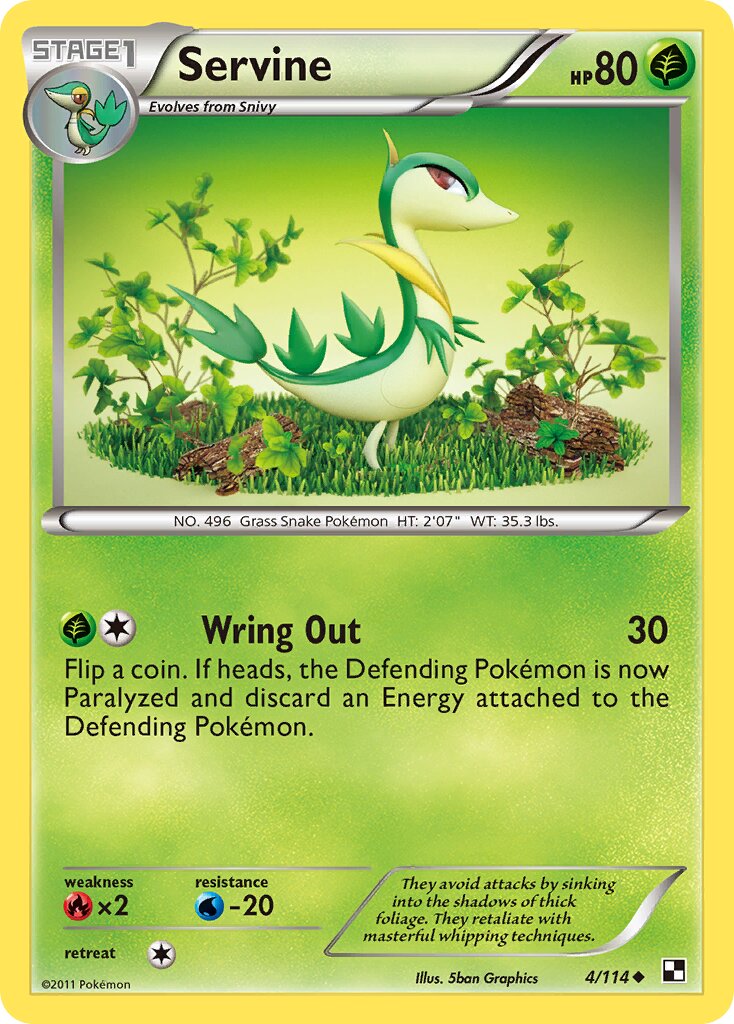 Servine 004/114 — Black & White (English Pokémon TCG card)