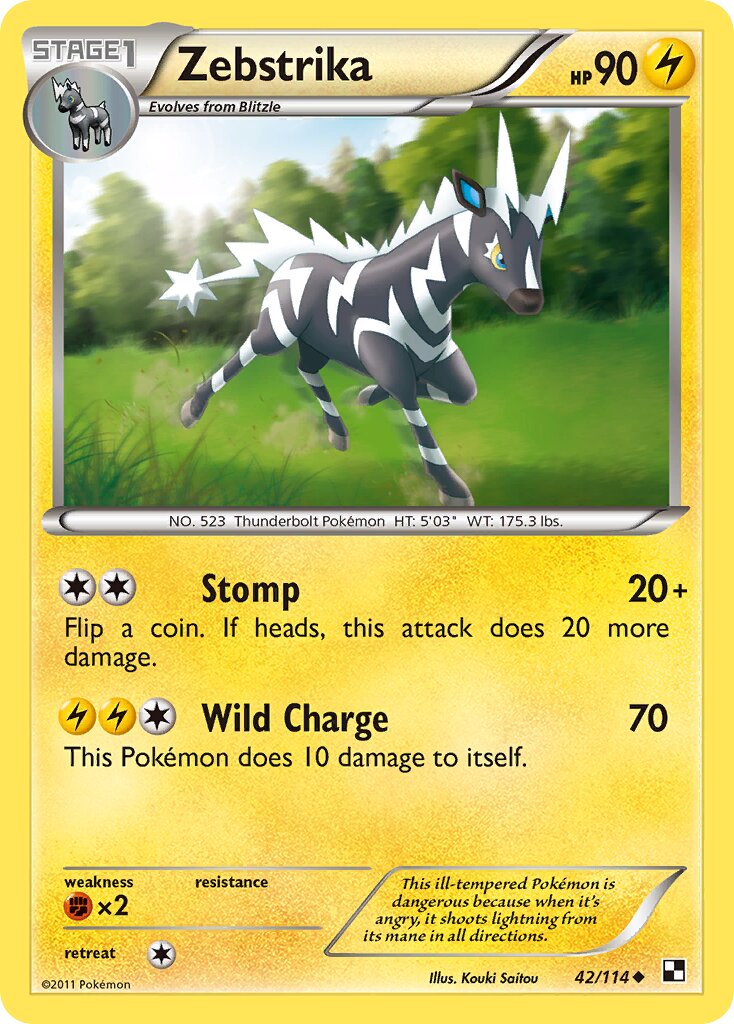 Zebstrika 042/114 — Black & White (English Pokémon TCG card)