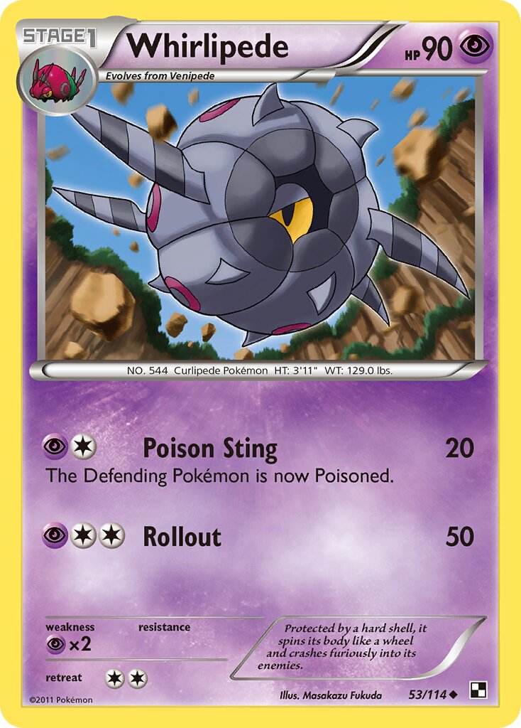 Whirlipede 053/114 — Black & White (English Pokémon TCG card)
