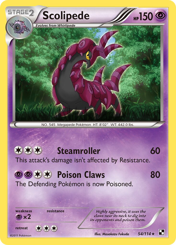 Scolipede 054/114 — Black & White (English Pokémon TCG card)
