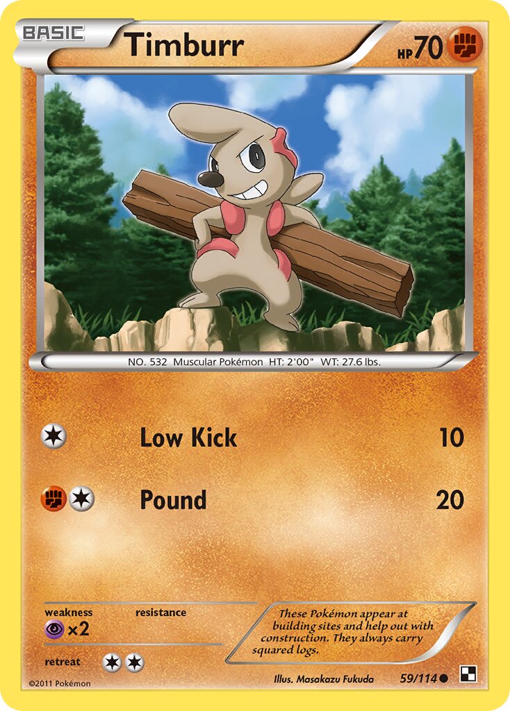 Timburr 059/114 — Black & White (English Pokémon TCG card)