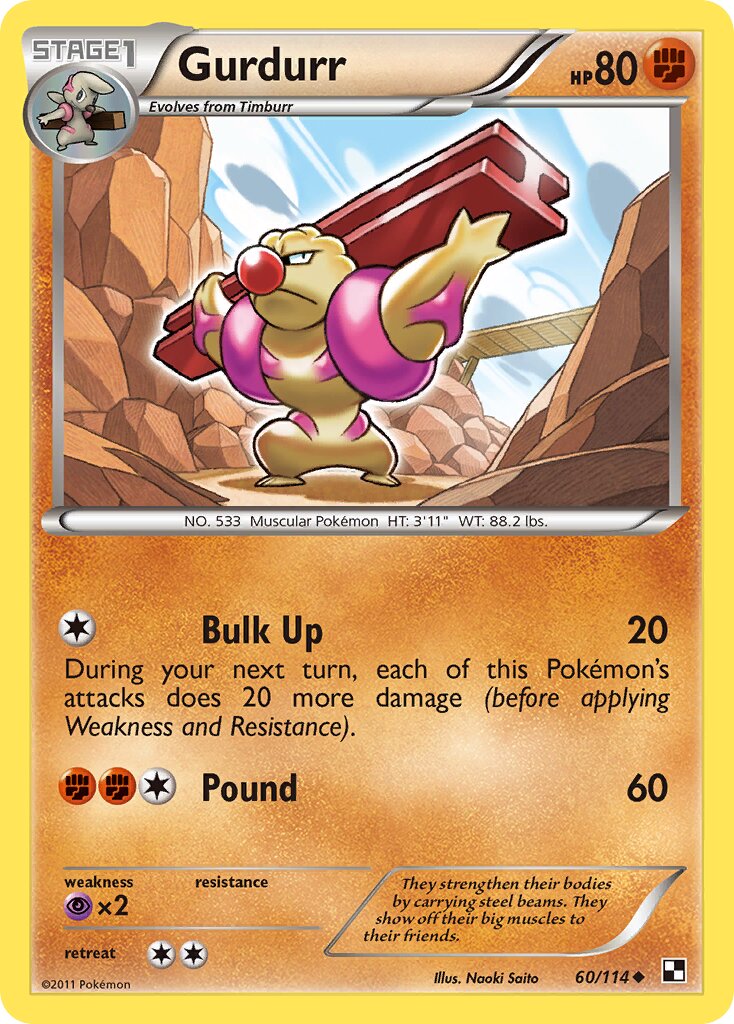 Gurdurr 060/114 — Black & White (English Pokémon TCG card)