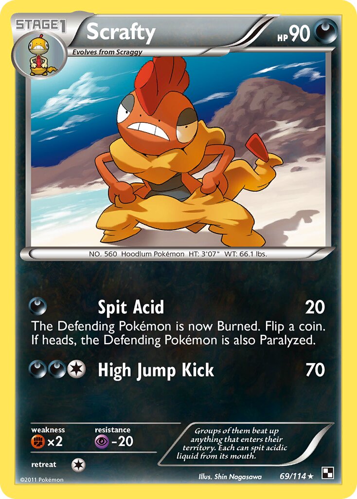 Scrafty 069/114 — Black & White (English Pokémon TCG card)