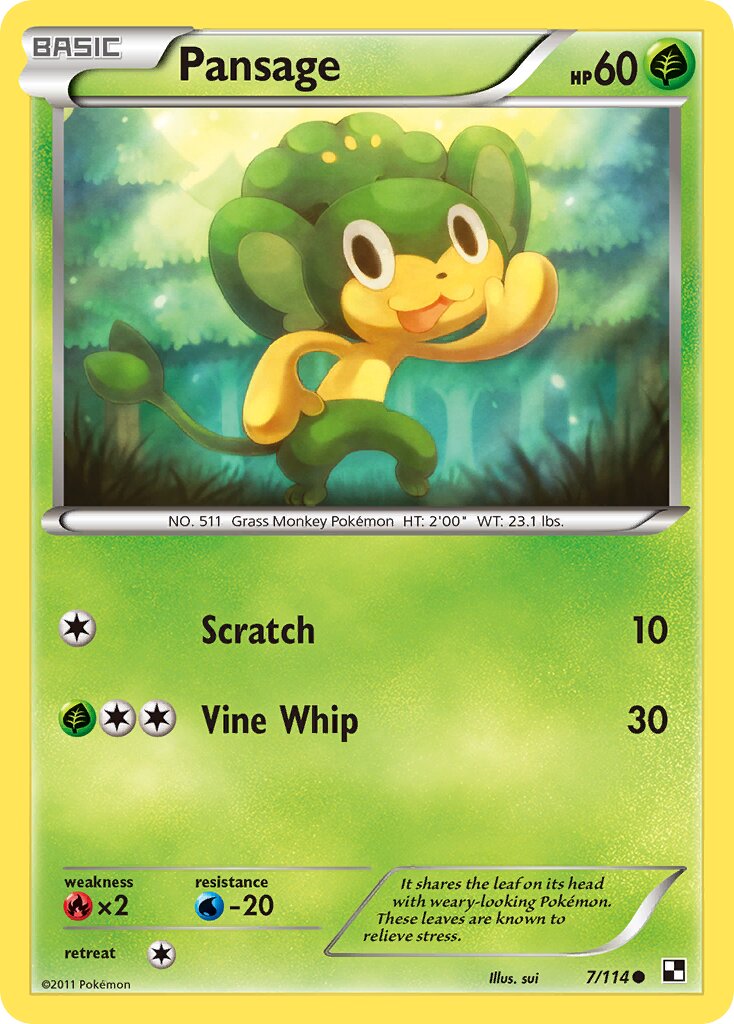 Pansage 007/114 — Black & White (English Pokémon TCG card)
