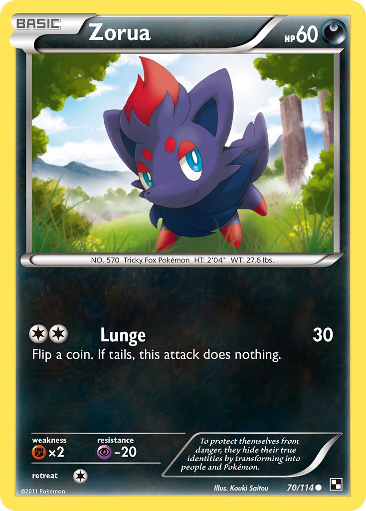 Zorua 070/114 — Black & White (English Pokémon TCG card)