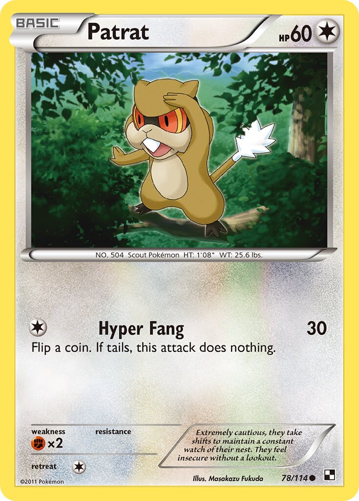 Patrat 078/114 — Black & White (English Pokémon TCG card)