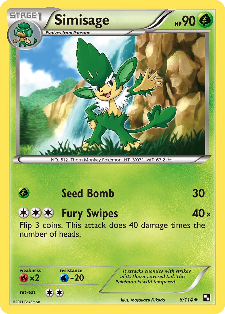 Simisage 008/114 — Black & White (English Pokémon TCG card)