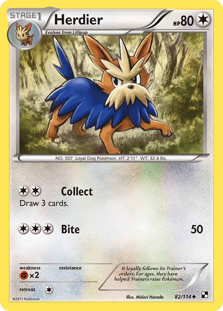 Herdier 082/114 — Black & White (English Pokémon TCG card)