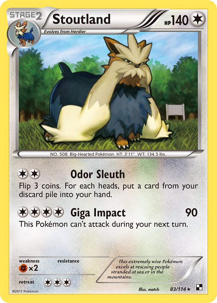 Stoutland 083/114 — Black & White (English Pokémon TCG card)