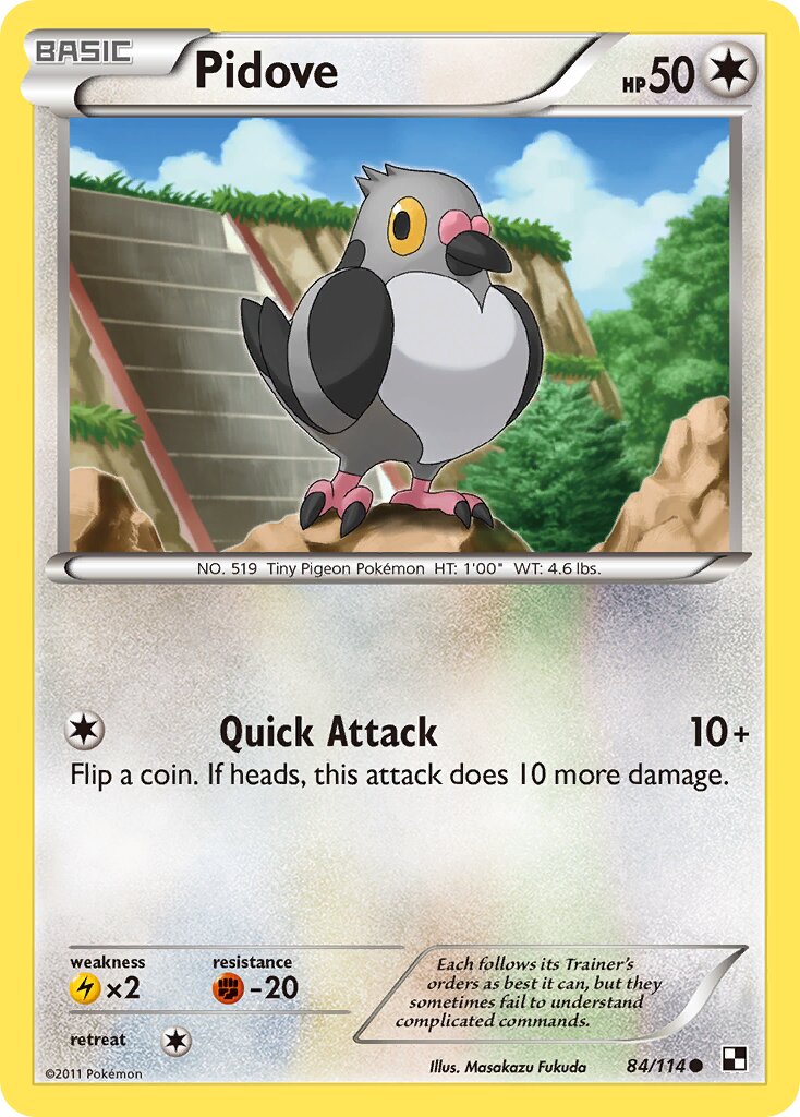 Pidove 084/114 — Black & White (English Pokémon TCG card)